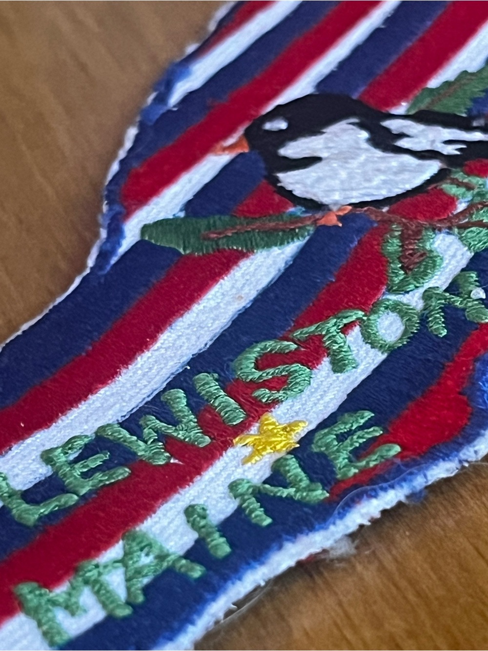 Lewiston Maine Chicadee Patch Handmade Embroidered Custom - Picture 3 of 5